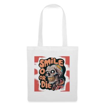 Bald Skeleton with smiling text - Tote Bag - white - Front