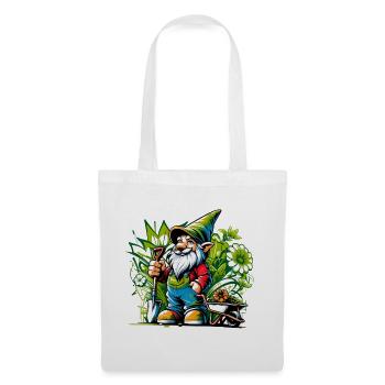 Nain de jardin coloré et vibrant entouré de fleurs - Sac en tissu - blanc - Devant
