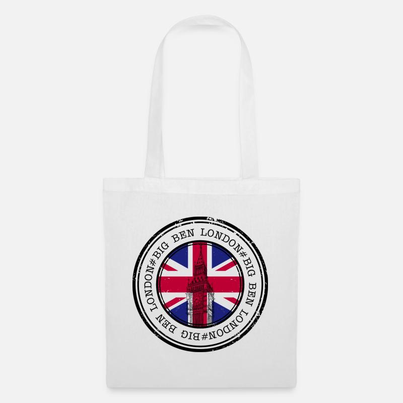 Union Jack Big Ben Stempel - Stoffbeutel - Weiß