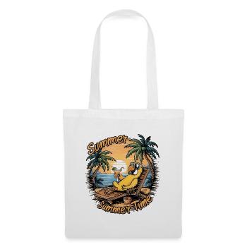 Summer parrot with sunglasses on beach chair - Tote Bag - white - Front