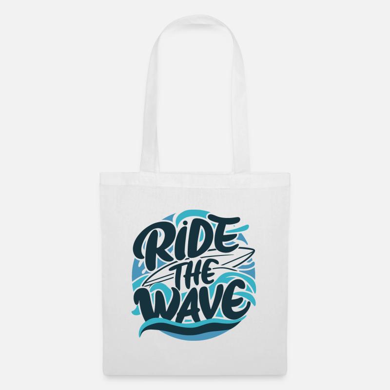 Ride the wave Surfen Surfbrett Sommer Urlaub - Stoffbeutel - Weiß