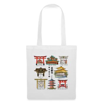 Kyoto au Japon, Sanctuaires, Temples, Dessin de château - Sac en tissu - blanc - Devant