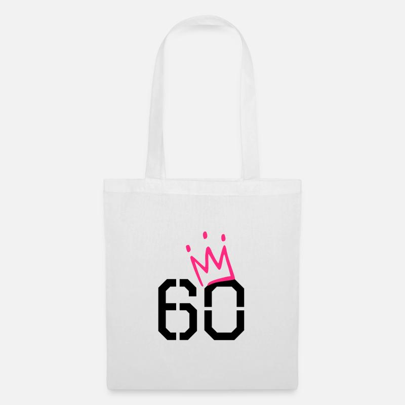 60. Geburtstag Geschenk - 60 Jahre mit Krone - Stoffbeutel - Weiß