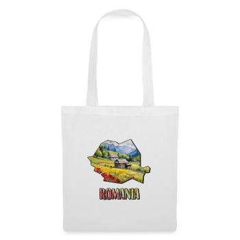 Carte à l’aquarelle Roumanie - Sac en tissu - blanc - Devant