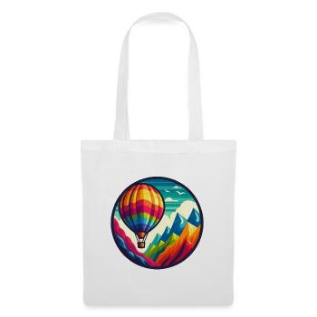 Colorful hot air balloon in the mountains - Tote Bag - white - Front