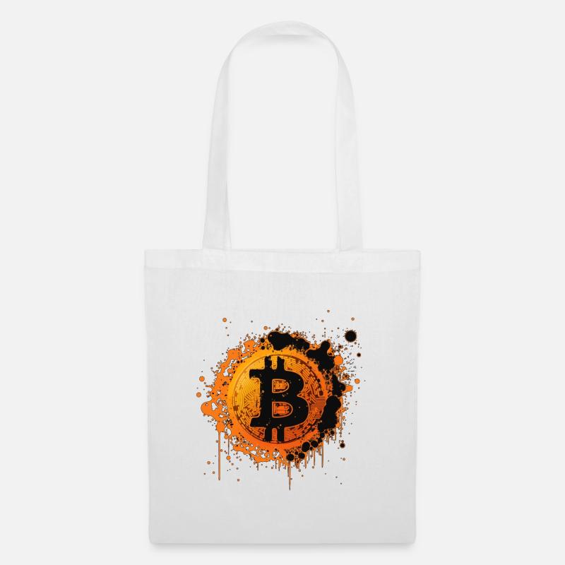 Bitcoin Splatter Graffiti Orange - Tote Bag - white
