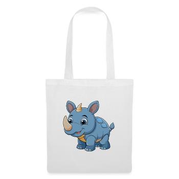 Rhino Niedliche Maskottchen Zeichentrickfigur Kawaii - Stoffbeutel - Weiß - Vorne