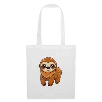 Faultier Niedliche Maskottchen Zeichentrickfigur Kawaii - Stoffbeutel - Weiß - Vorne