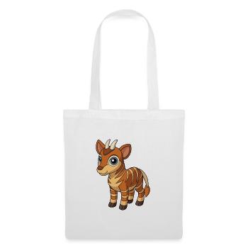 Okapi Niedliche Maskottchen Zeichentrickfigur Kawaii - Stoffbeutel - Weiß - Vorne