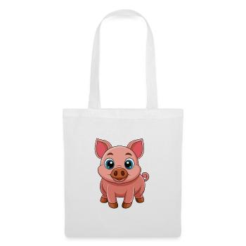 Cochon Mignon Mascotte Personnage De Dessin Animé Kawaii - Sac en tissu - blanc - Devant