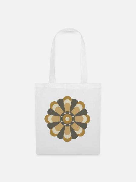 Goldene & braune Blume - Stoffbeutel - Weiß
