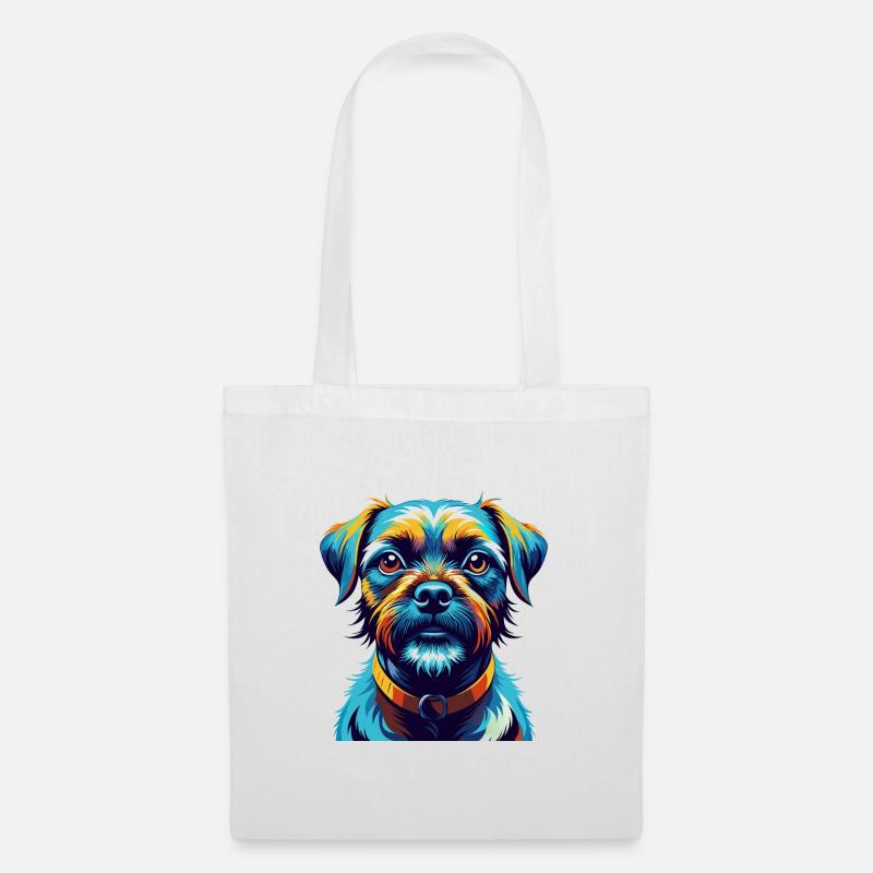 Border Terrier Hunderasse Bunte Karikatur Kawaii - Stoffbeutel - Weiß