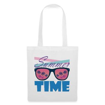 Sommerzeit Palmen-Sonnenbrille - Stoffbeutel - Weiß - Vorne