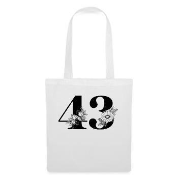 Numéro 43 floral noir - 43e anniversaire floral - Sac en tissu - blanc - Devant