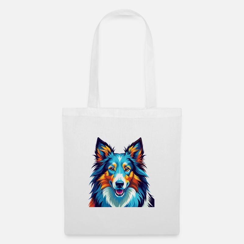 Raue Collie Hunderasse Bunte Karikatur Kawaii - Stoffbeutel - Weiß