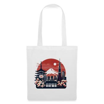 Tokyo Sakura Skyline Illustration - Sac en tissu - blanc - Devant