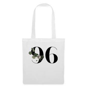 Numéro 96 floral vert - 96e anniversaire floral - Sac en tissu - blanc - Devant
