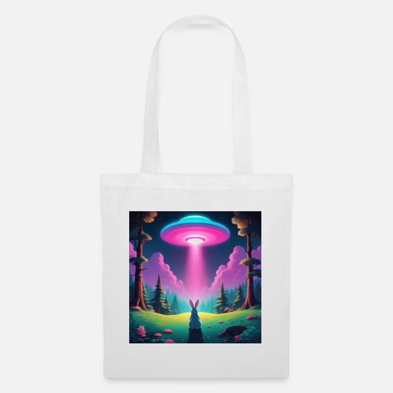 UFO with rabbit - Tote Bag - white