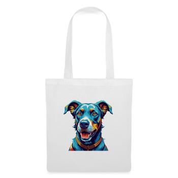 Chien en dentelle bleue race Dessin animé coloré Kawaii - Sac en tissu - blanc - Devant