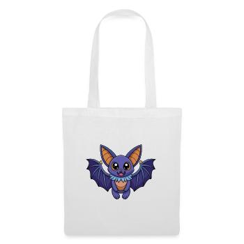 Chauve-souris mignonne mascotte personnage de dessin animé Kawaii - Sac en tissu - blanc - Devant