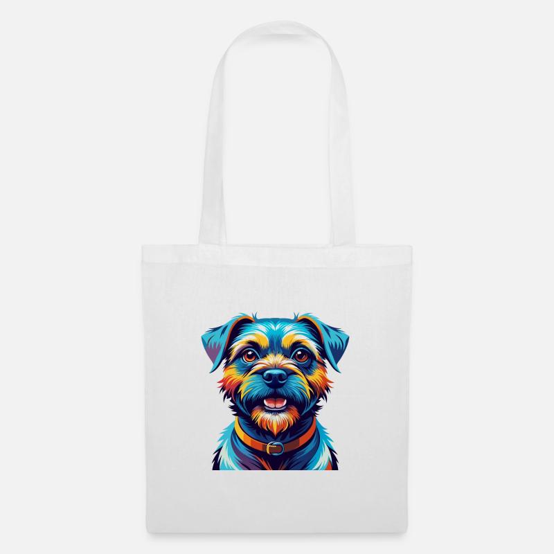Border Terrier Hunderasse Bunte Karikatur Kawaii - Stoffbeutel - Weiß