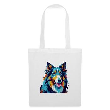 Collie Chien Race Coloré Dessin Animé Kawaii - Sac en tissu - blanc - Devant