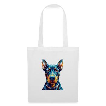 Doberman Pinscher Chien Race Dessin animé Kawaii - Sac en tissu - blanc - Devant