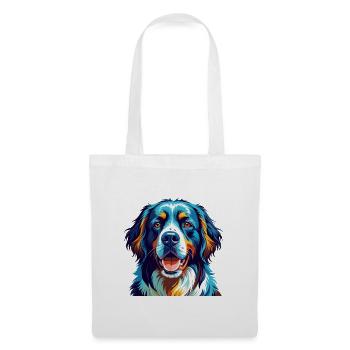 Landseer Chien Race Coloré Dessin Animé Kawaii - Sac en tissu - blanc - Devant