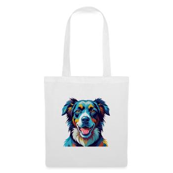 Koolie Chien Race Coloré Dessin animé Kawaii - Sac en tissu - blanc - Devant