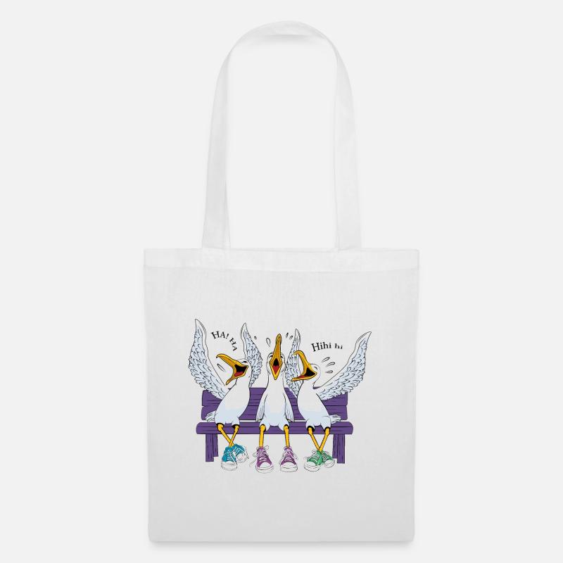 Seagulls on Beach Bench - Tote Bag - white