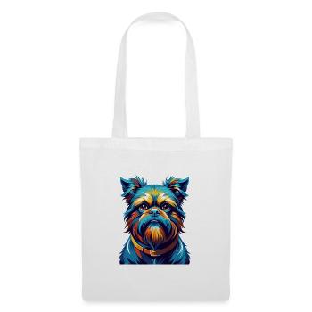 Griffon de Bruxelles Race de chien Dessin animé coloré Kawaii - Sac en tissu - blanc - Devant