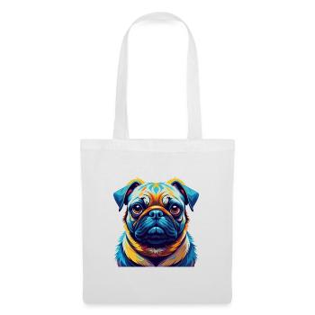 Mops Hund Rasse Buntes Aquarell Karikatur Kawaii - Stoffbeutel - Weiß - Vorne