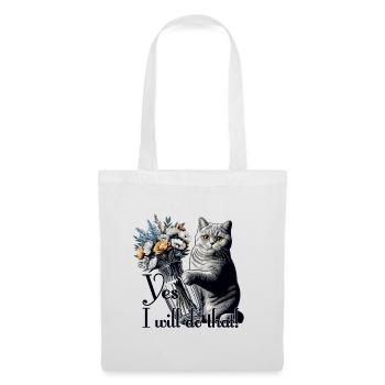 BKH Britisch Kurzhaar Katze Vase umkippen Geschenk - Stoffbeutel - Weiß - Vorne