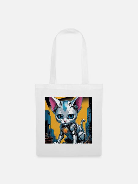 Robo Kitten - Stoffbeutel - Weiß