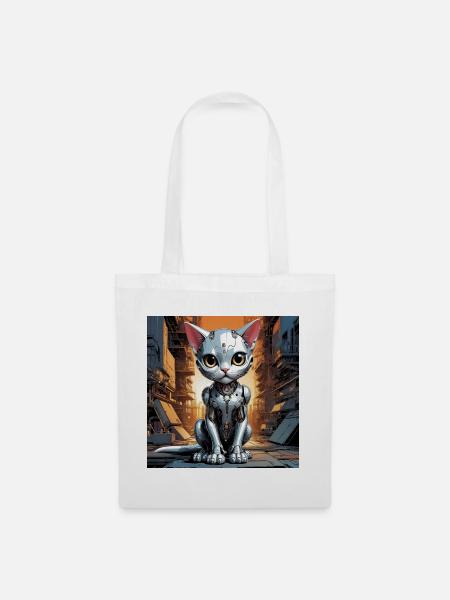 Robo Kitten - Stoffbeutel - Weiß