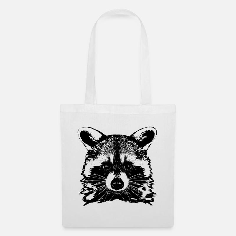Waschbär / Raccoon / Kopf - Stoffbeutel - Weiß