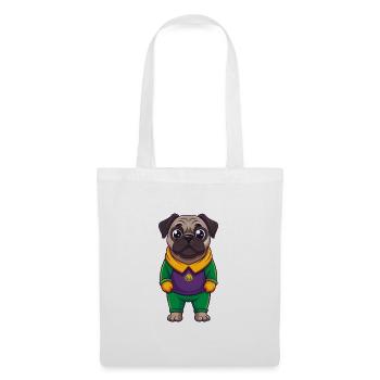Mops Hund Lustige Kawaii Cartoon Figur Clipart - Stoffbeutel - Weiß - Vorne