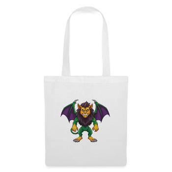 Manticore drôle Kawaii dessin animé Personnage Clipart - Sac en tissu - blanc - Devant