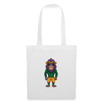 Babouin Drôle Kawaii Dessin animé Personnage Clipart - Sac en tissu - blanc - Devant