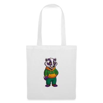 blaireau drôle Kawaii dessin animé Personnage Clipart - Sac en tissu - blanc - Devant