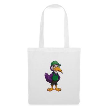 grue drôle kawaii dessin animé personnage clipart - Sac en tissu - blanc - Devant