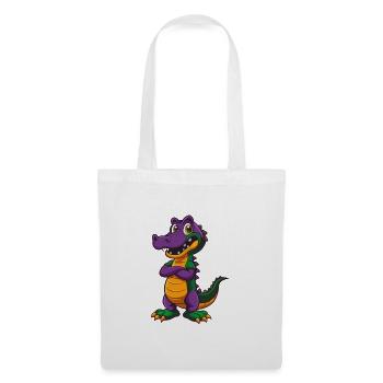 crocodile drôle kawaii dessin animé personnage clipart - Sac en tissu - blanc - Devant