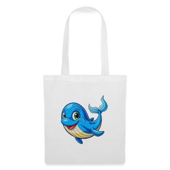 Blauwal Niedliche Cartoon Figur Kawaii Clipart - Stoffbeutel - Weiß - Vorne