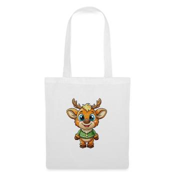 Elch Niedliche Zeichentrickfigur Kawaii Clipart - Stoffbeutel - Weiß - Vorne
