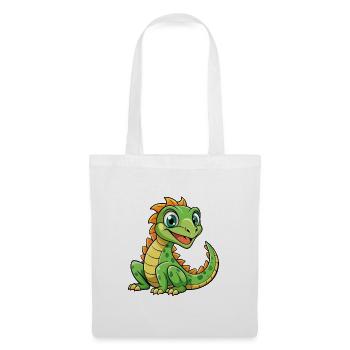Basilisk Niedliche Zeichentrickfigur Kawaii Clipart - Stoffbeutel - Weiß - Vorne