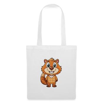 Beaver Cute Cartoon Character Kawaii Clipart - Tote Bag - white - Front