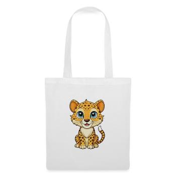 guépard mignon personnage de dessin animé Kawaii Clipart - Sac en tissu - blanc - Devant