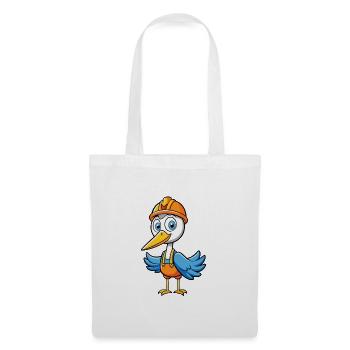 grue mignon personnage de dessin animé Kawaii Clipart - Sac en tissu - blanc - Devant