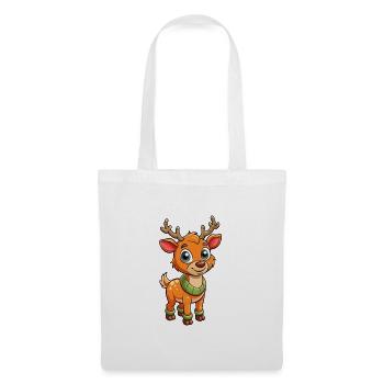 Elch Niedliche Zeichentrickfigur Kawaii Clipart - Stoffbeutel - Weiß - Vorne
