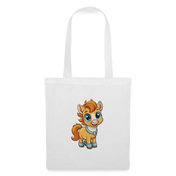 Pony Niedliche Zeichentrickfigur Kawaii Clipart - Stoffbeutel - Weiß - Vorne
